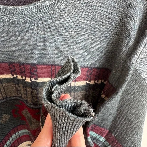 Vintage Men's Patterned Sweater - Multicolor Size XL - Picture 3 of 10